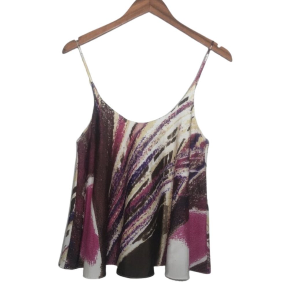 Ramona LaRue 100% Silk Spaghetti Strap Flowy Flattering Tank Top